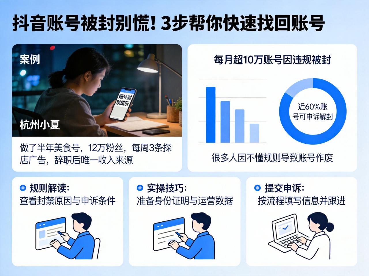 抖音账号被封别慌！从规则解读到实操技巧，3步帮你快速找回账号