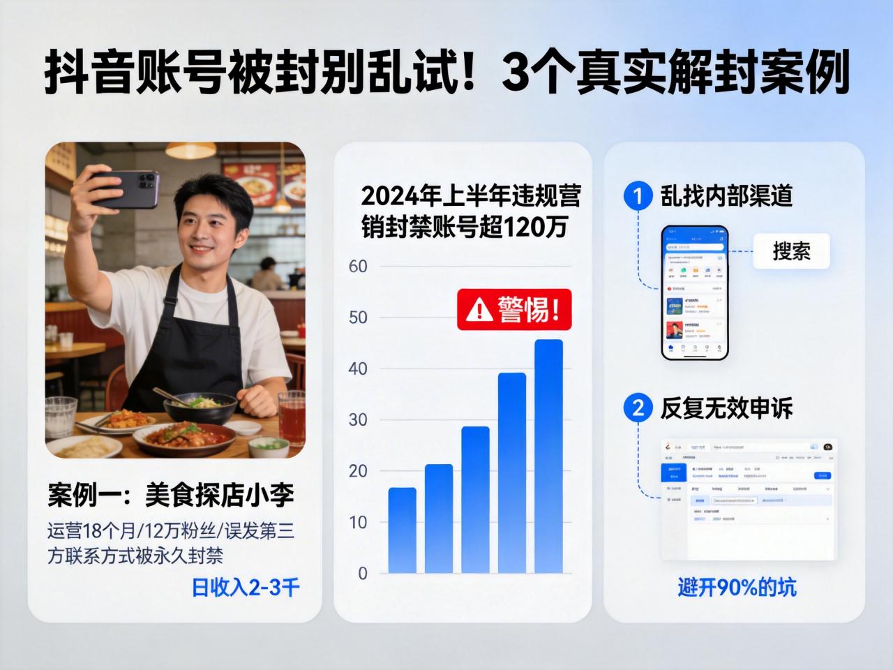 抖音账号被封别乱试！3个真实解封案例，帮你避开90%的坑