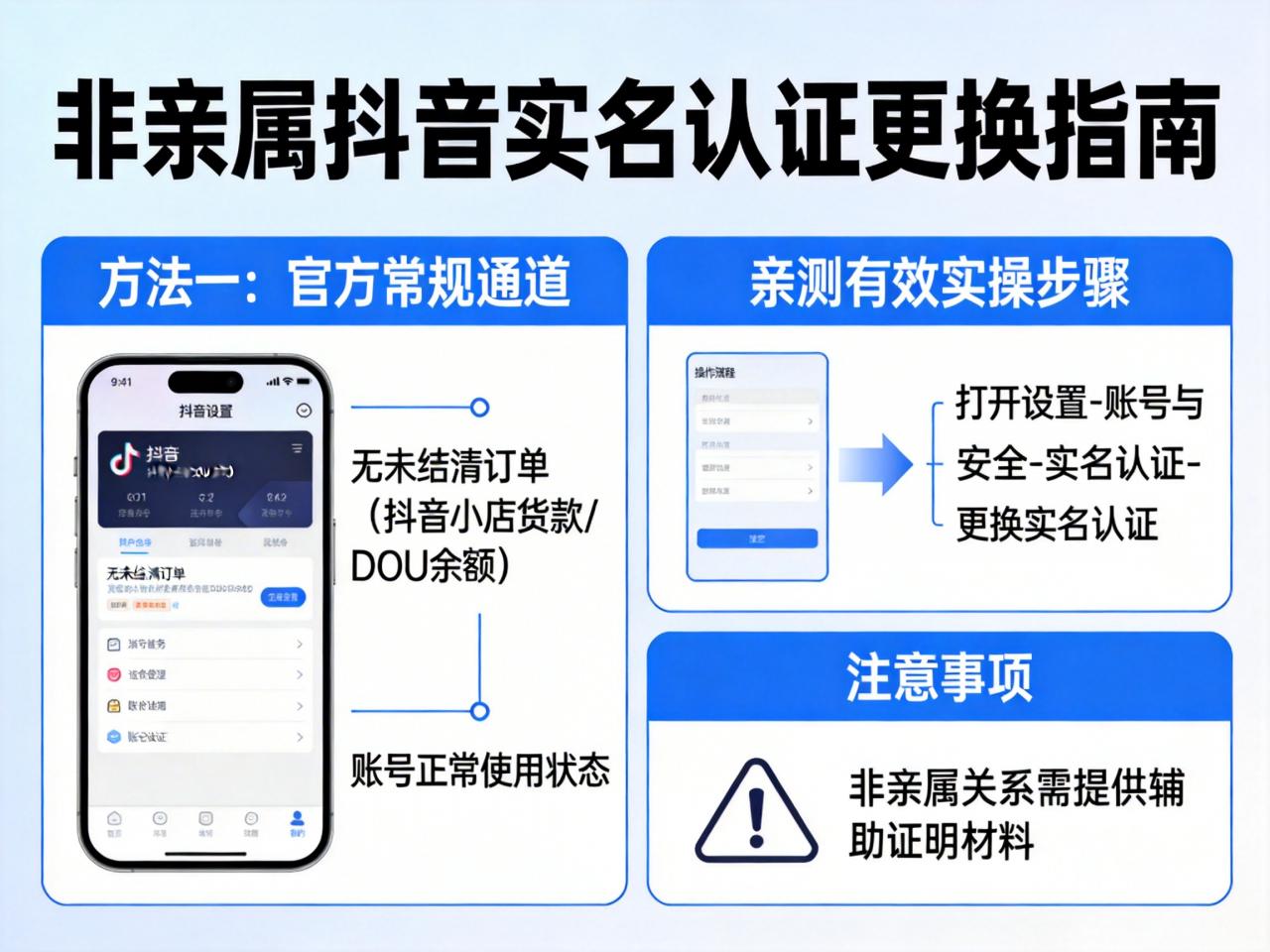 非亲属抖音更换实名认证怎么换？亲测有效的3种实操方法