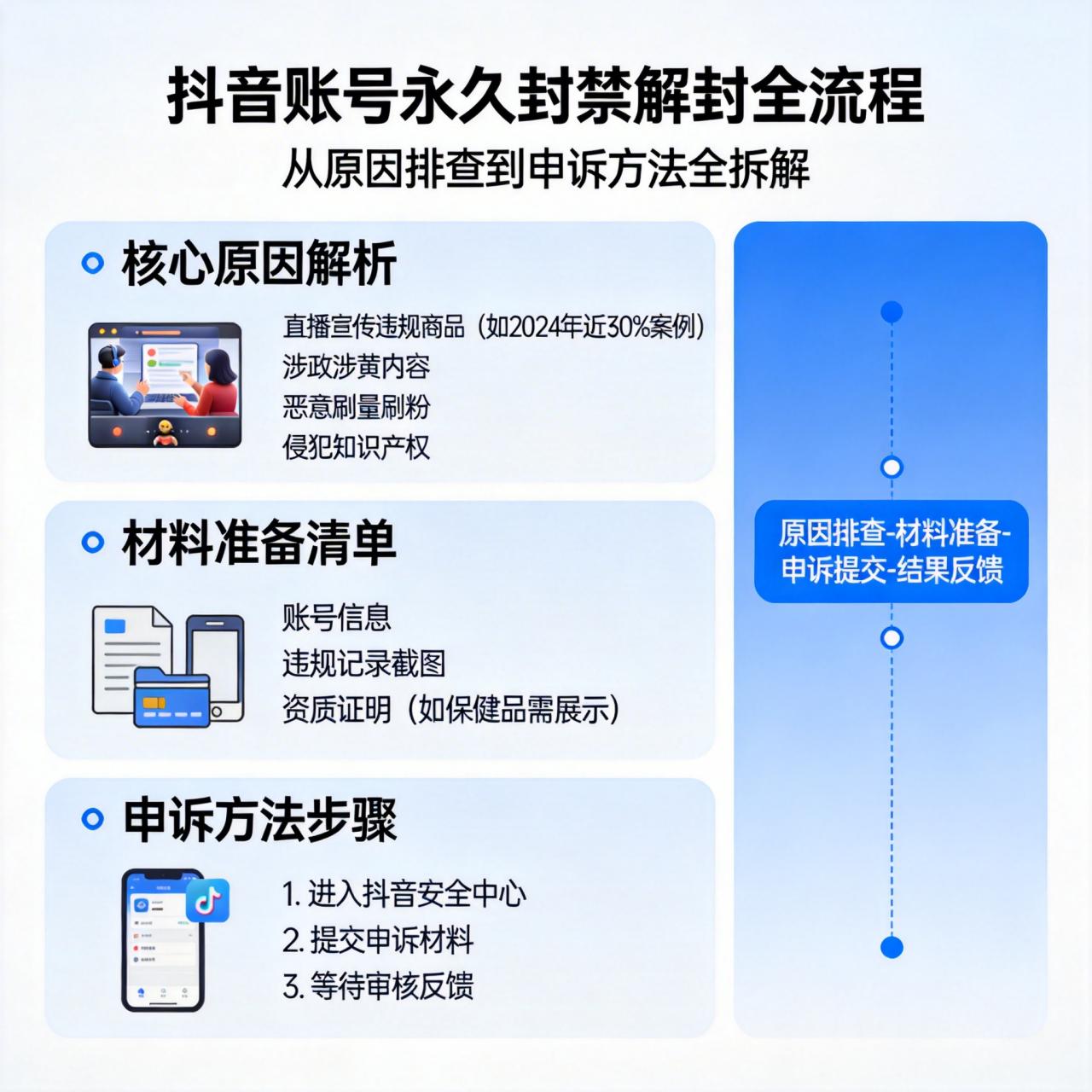 抖音账号永久封禁解封全教程：原因排查、材料准备到申诉方法