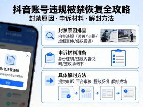 抖音账号违规被禁恢复全攻略:封禁原因、申诉材料与解封方法